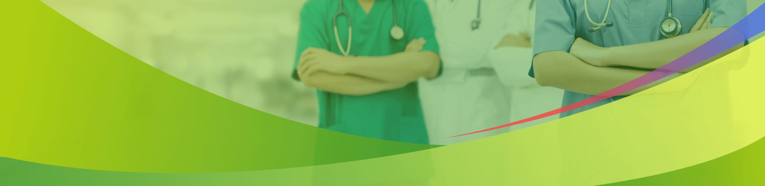 医療技術とグローバルネットワークを象徴する緑と青の波形デザイン背景