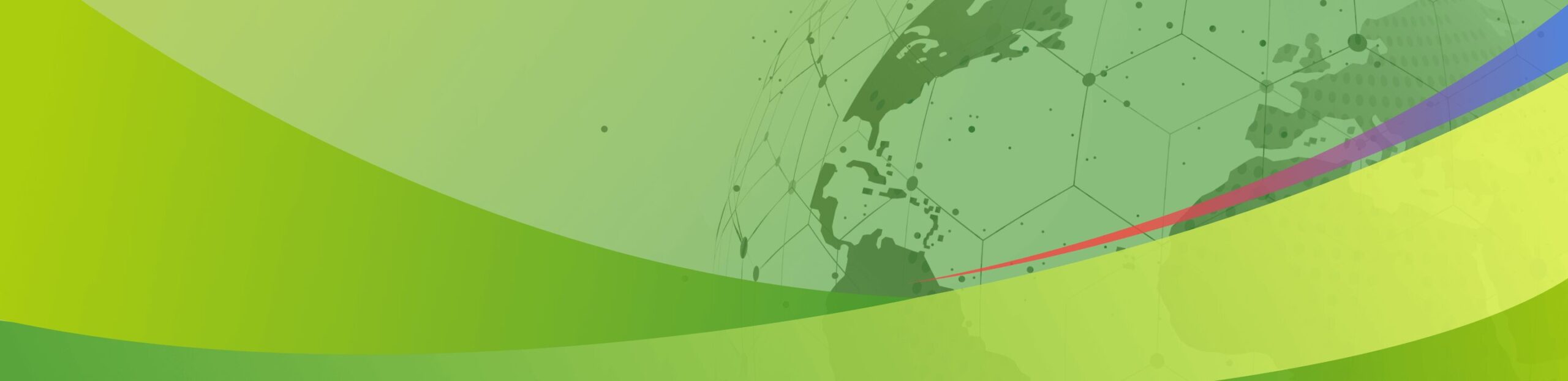 医療技術とグローバルネットワークを象徴する緑と青の波形デザイン背景